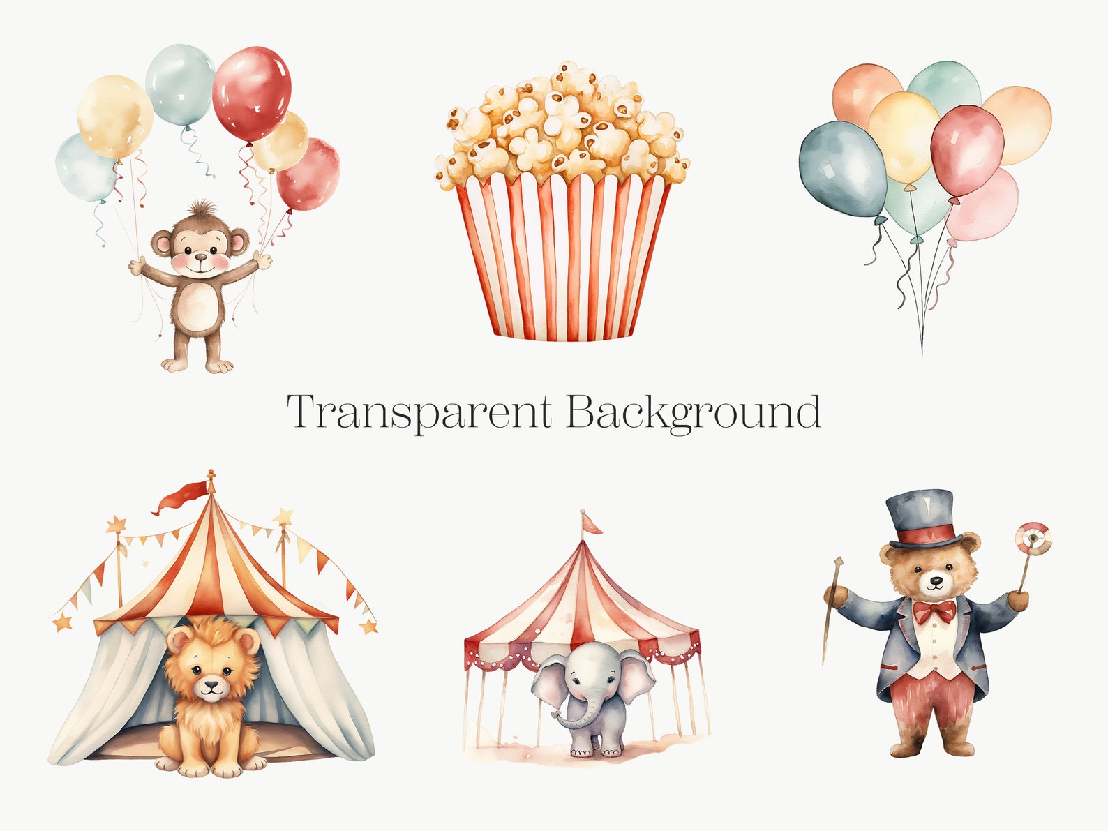 Watercolor Boho Circus Animals Clipart: Nursery Decor (PNG) - Etsy