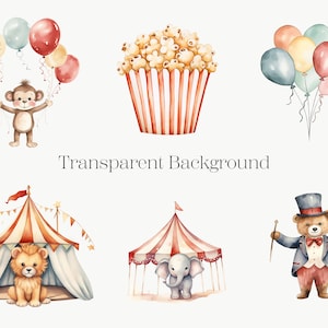 Watercolor Boho Circus Animals Clipart: Nursery Decor (PNG) - Etsy