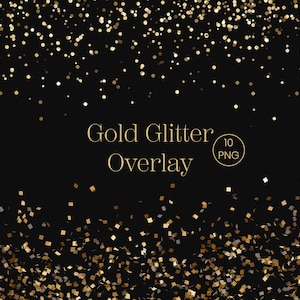 ゴールドグリッター紙吹雪オーバーレイ：Photoshopエフェクト（PNG）