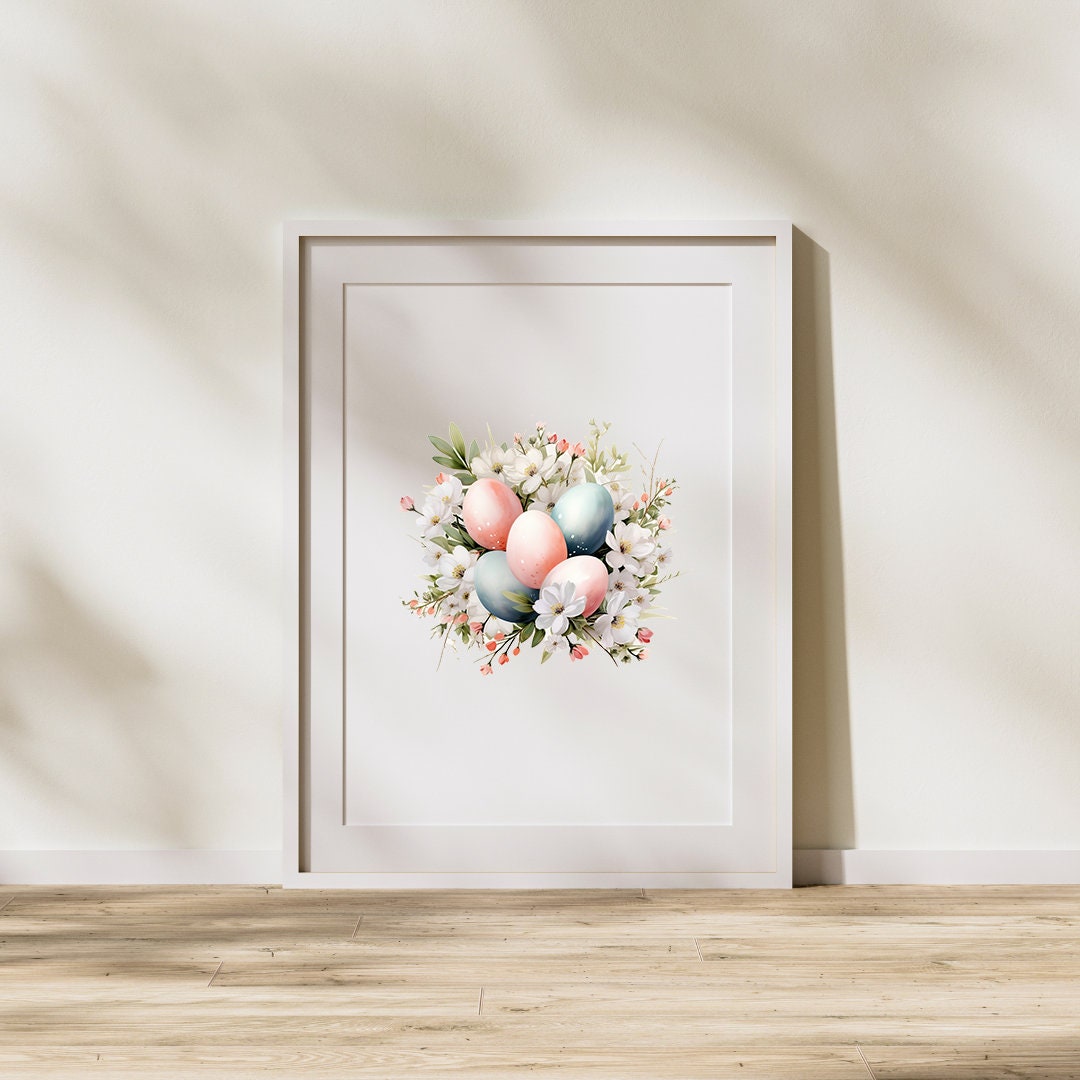 Watercolor Easter Wreath Clipart 10 PNG Easter Egg Graphics, Floral ...