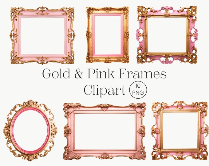 Pink and Gold Frames Clipart - Rococo and Baroque Vintage Clip Art for ...