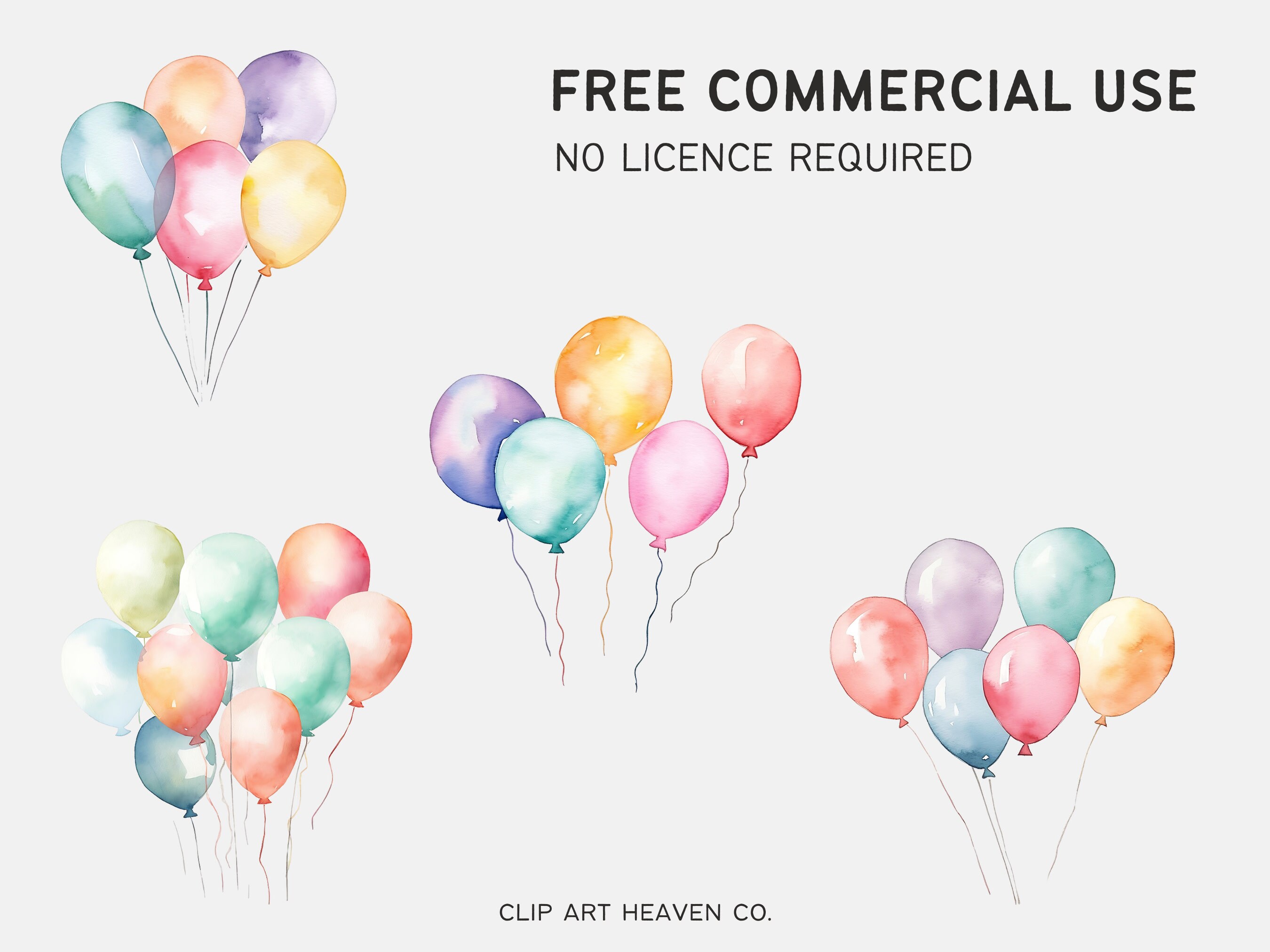 Watercolor Balloons Clipart: Pastel Birthday PNG (10 Files) - Etsy