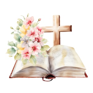 Cross Watercolor Lily Cross Watercolor, Clipart Cross Clipart, Floral