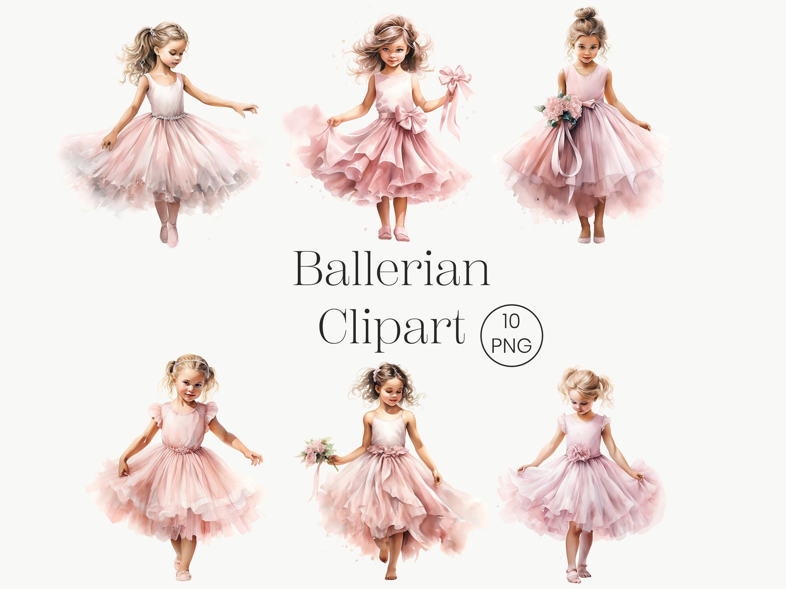 Little Girl Ballerina Clipart 10 PNG Cute Pink Ballet Dancer Printable ...
