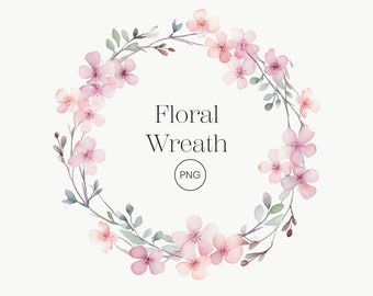 Watercolor Floral Wreath | Transparent PNG Pastel Pink Floral Wreath Clipart Watercolor Pink Flowers Wedding Clipart Wild Floral Clipart