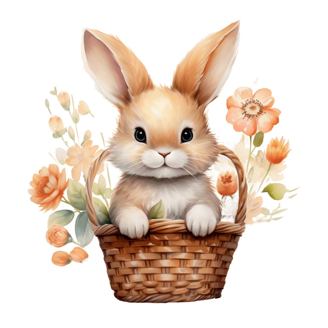 Watercolor Easter Bunny Clipart, 10 JPG Easter Clipart Spring Clipart