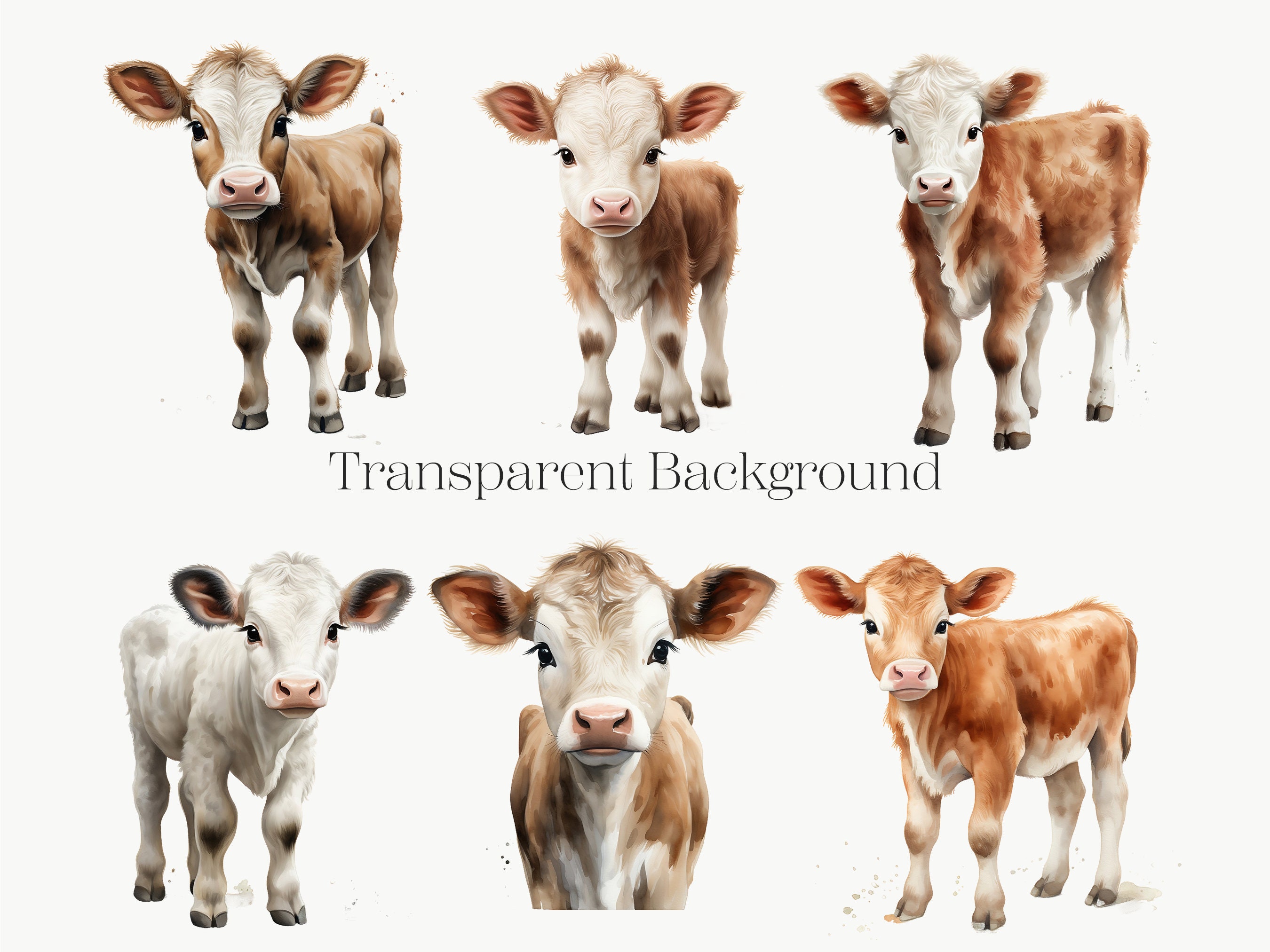Watercolor Baby Highland Cow Clipart 10 PNG Farm Highland Cow, Cute ...
