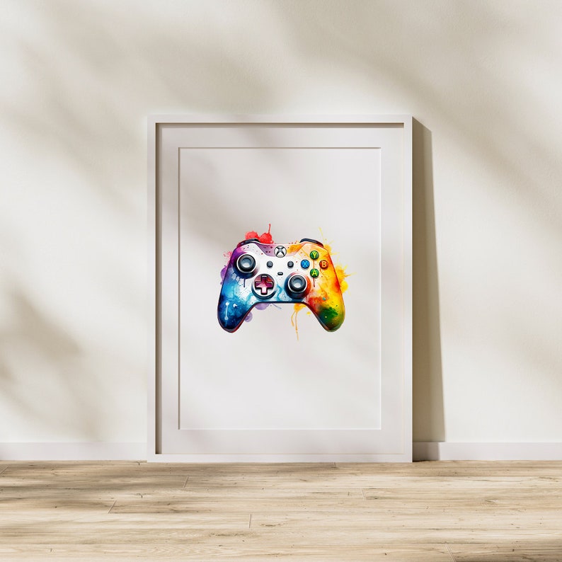 Watercolor Game Controller Clipart: 10 Colorful PNG Graphics (digital ...