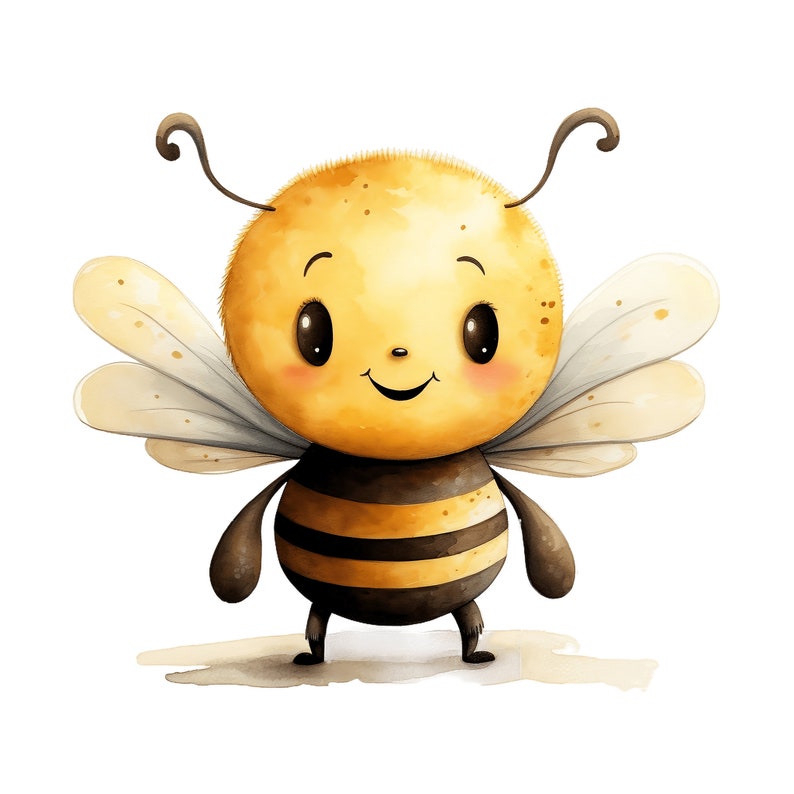 Cute Bee Watercolor, 10 JPGs, Bee JPG Bee Art Bee Digital Bee Animal Digital craft Nursery decor Commercial Licence imagem 2