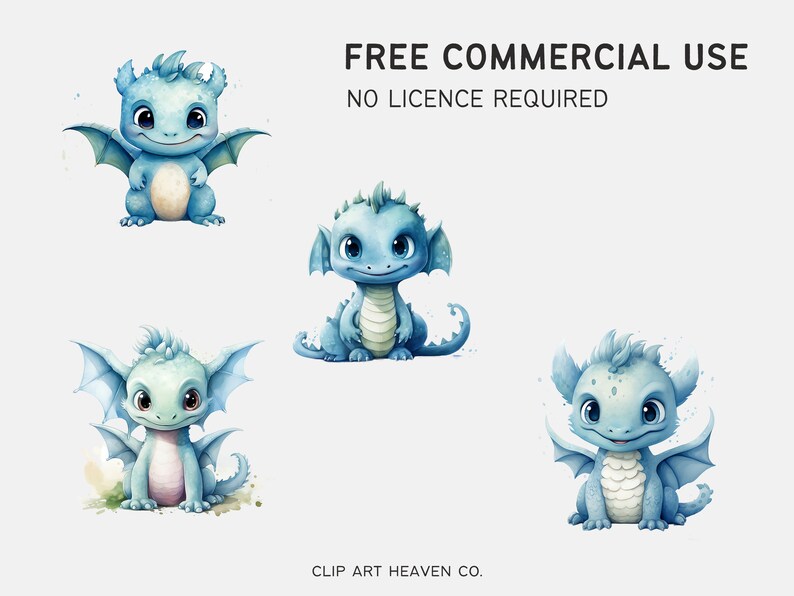 Cute Baby Dragon Clipart | 10 PNG | Watercolor Fantasy Dragon Clipart ...