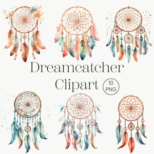 Watercolor Dreamcatcher Clipart | 10 Transparent PNG | Boho Dreamcatchers Clipart Boho Feather Watercolor Floral Nursery Dreamcatcher PNG