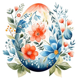 Floral Eggs Watercolor Clipart | 10 Jpgs | Easter Egg Jpg Art, Floral ...
