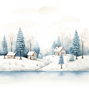 Clipart invernale dell'acquerello / 10 JPG / Clipart invernale Uso commerciale Download digitale Clipart natalizio Clipart natalizio