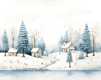 Watercolor Winter Clipart | 10 JPGs | Winter Clipart Commercial Use Digital Download Christmas Clipart Holiday Clipart Christmas