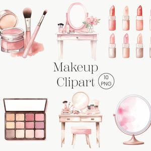 Clipart maquillage aquarelle | 10 PNG | Clipart beauté, clipart mode, clipart cosmétiques roses Illustrations beauté aquarelle