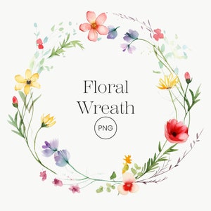 Aquarell Wildblumen Kranz Transparent PNG Bunte Blumen Kranz Clipart Aquarell Rote Blumen Hochzeit Clipart Wilde Blumen Clipart
