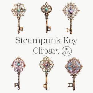 Clipart de chave Steampunk | 10 PNG transparentes | Arte Steampunk, Aquarela Steampunk, Key Clip art, Impressão Steampunk, Sublimação, Digital Png