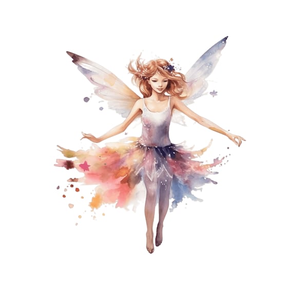 Magical Fairy Clipart Watercolor Bundle | 10 High Quality JPG | Fairy Clipart Cute Fairy Clip Art Card Making, Digital Download