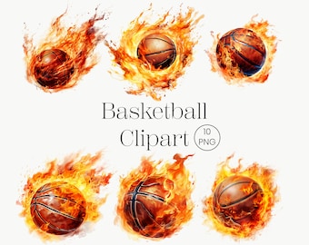 Basketball On Fire Clipart | 10 PNG | Basketball Clipart Basketball PNG Flaming Basketball Flames Sublimation Designs