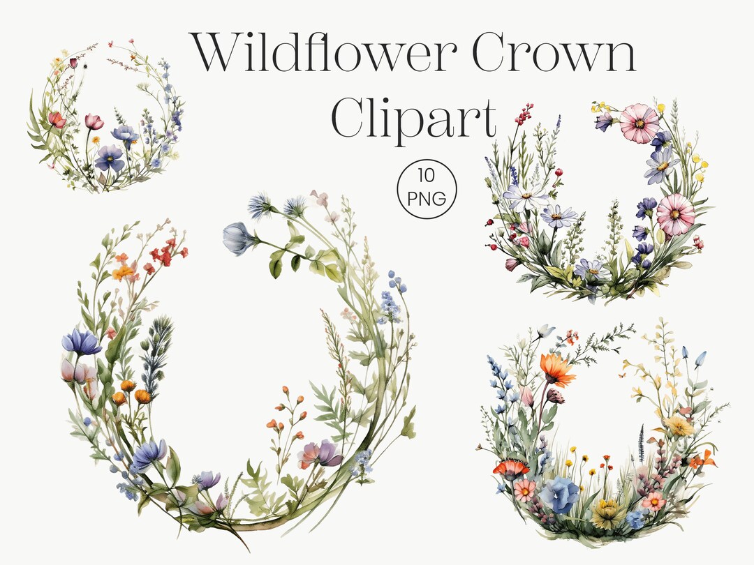 Wildflower Crown Floral Clipart | 10 Transparent PNG | Flower Wreath ...