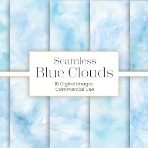 Fond transparent bleu | 10 PNG | Papier numérique aquarelle ciel transparente fond aquarelle bleu ciel Textures pastel usage commercial