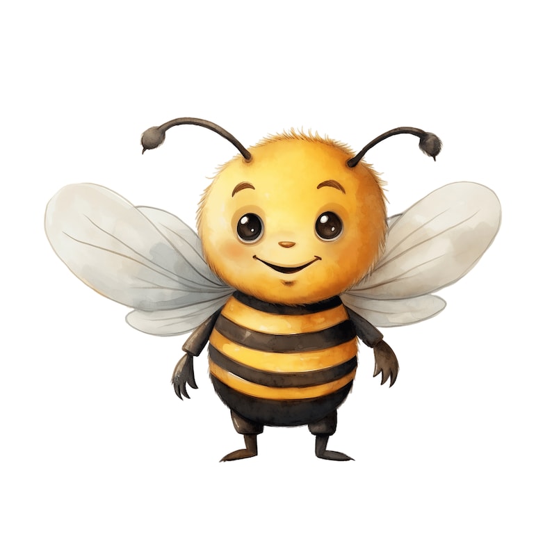 Cute Bee Watercolor, 10 JPGs, Bee JPG Bee Art Bee Digital Bee Animal Digital craft Nursery decor Commercial Licence imagem 6