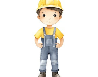 Watercolor Construction Clipart: Vehicles & Boy Nursery Art (JPG)