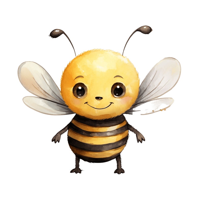 Cute Bee Watercolor, 10 JPGs, Bee JPG Bee Art Bee Digital Bee Animal Digital craft Nursery decor Commercial Licence imagem 5