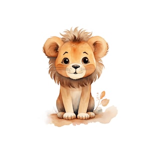 Watercolor Baby Lion clipart, Baby Lion JPG, Watercolor Baby Lion JPG Baby Lion clipart Baby Lion art Baby Lion digital animal