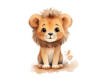 Aquarelle bébé Lion clipart, bébé Lion JPG, aquarelle bébé Lion JPG bébé Lion clipart bébé Lion art bébé Lion animal numérique