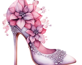 Floral Prom Shoes Clipart | 10 JPG | High Heels Clipart Floral Shoes Watercolor Clipart Printable Clipart Digital Download Paper craft