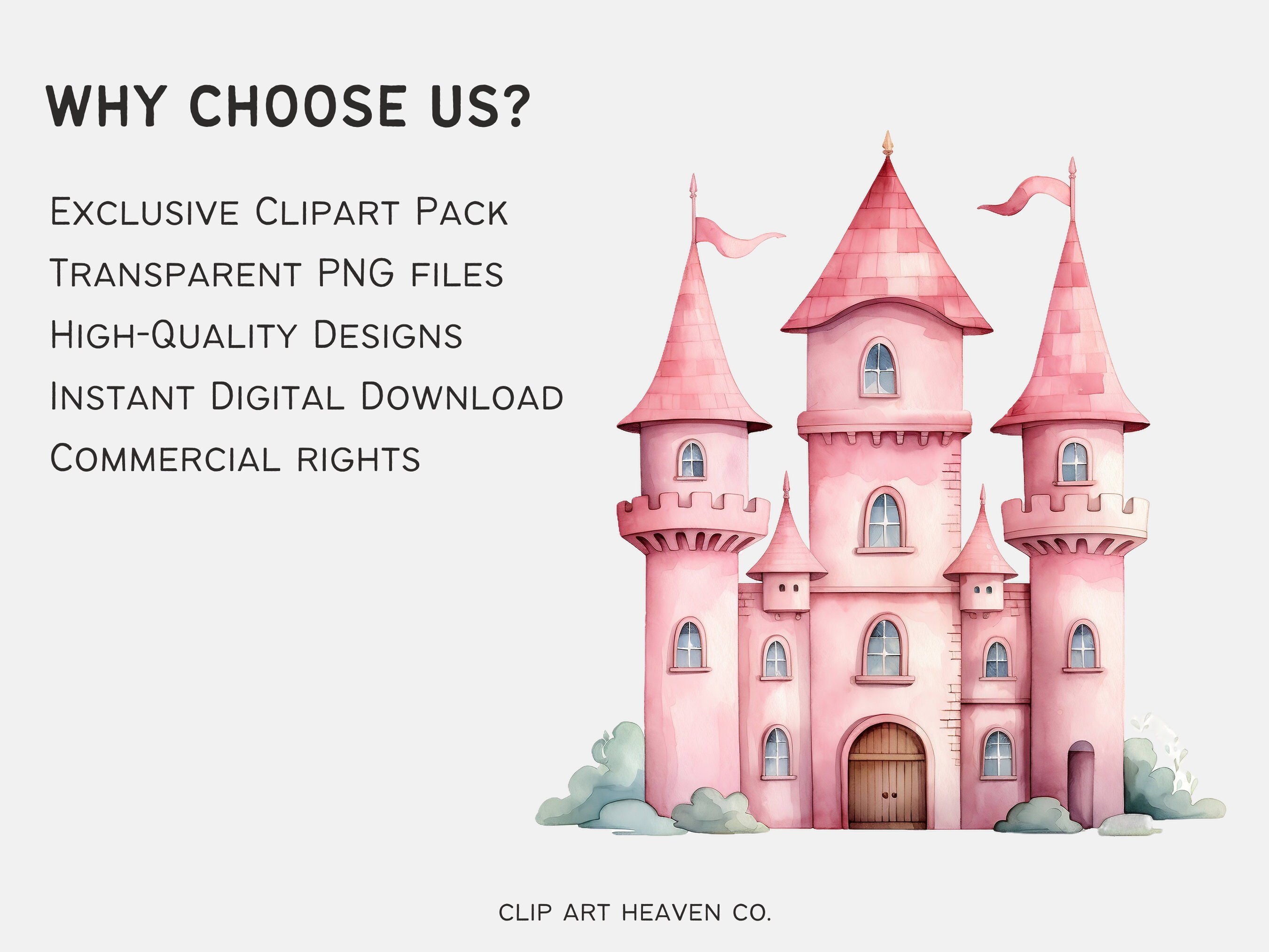 Princess Castle Clipart | 10 Transparent PNG | Magic Kingdom Watercolor ...
