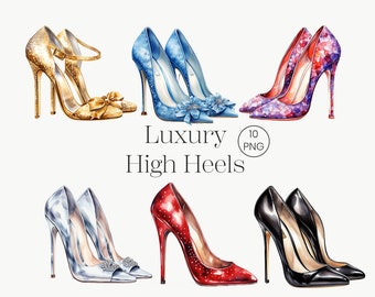 Aquarel luxe hakken clipart | 10PNG | Luxe schoenen clipart mode clipart schoenen illustratie, afdrukbare graphics vrouw hakken clipart