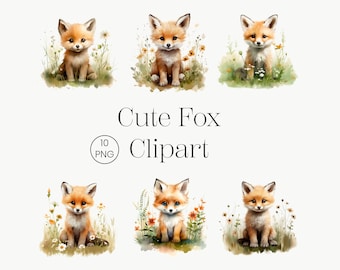 Aquarel vos clipart, schattige bosdier png (digitale download)