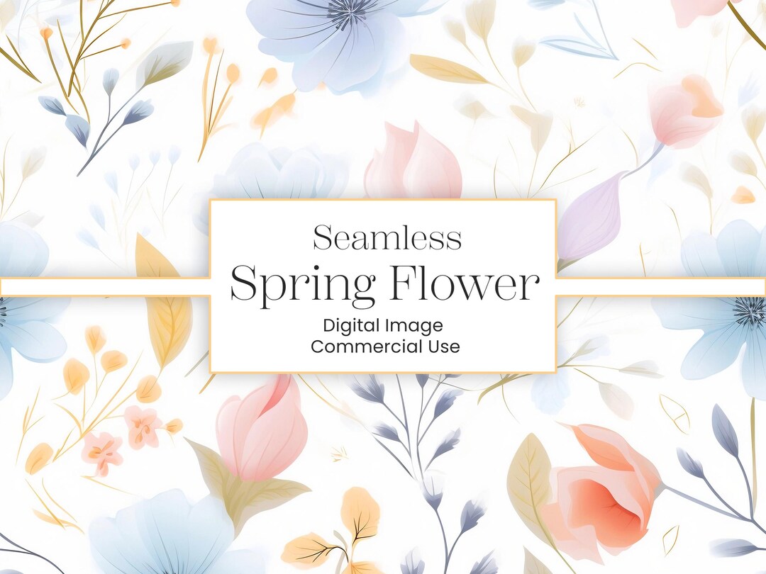 Pastel Spring Flower Seamless Pattern, Floral Digital Paper (PNG/JPG ...