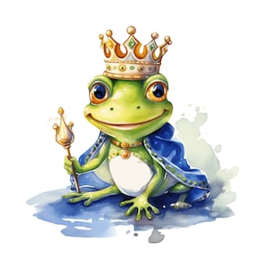 Fantasy Frog Watercolor Clipart, 10 JPG Fairytale Clipart, Fairytale Frog, Fantasy Frog Paper Craft, Junk Journal, Digital Download