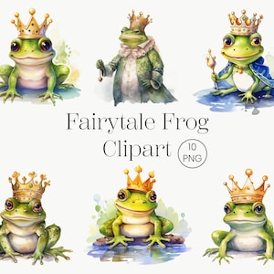 Fantasy Frog Watercolor Clipart, 10 PNG Fairytale Clipart , Fairytale Frog, Fantasy Frog Paper Craft, Junk Journal, Digital Download