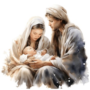 Acquerello Gesù Natività Scene Clipart / 10 JPG / Gesù Natività Set Clipart, Pasqua, Natale Gesù Clipart, Gesù Bambino Clipart