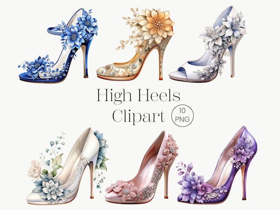 Floral Prom Shoes Clipart 10 PNG Tacones Altos Clipart Zapatos Florales Acuarela Clipart Imprimible Clipart Digital Descargar Arte de papel Etsy Espana