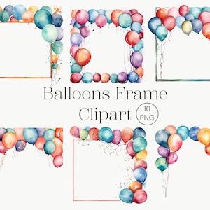 Aquarell Geburtstag Party Borders and Frames 10 PNG Clipart Bundle, Geburtstag Rahmen Transparenten Hintergrund Digitaler Download PNG Grafiken
