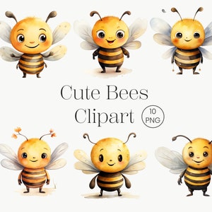 Cute Bee clipart, Watercolor Bee, Watercolor Cute Bee, Bee PNG Bee Art Bee Digital Bee Animal Digital craft Nursery decor Commercial Licence