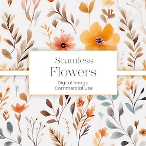 Fall Cottagecore Flower Field Pattern | Repeating Wallpaper Fall Meadow | JPG image file | Commercial Use Seamless Background Design