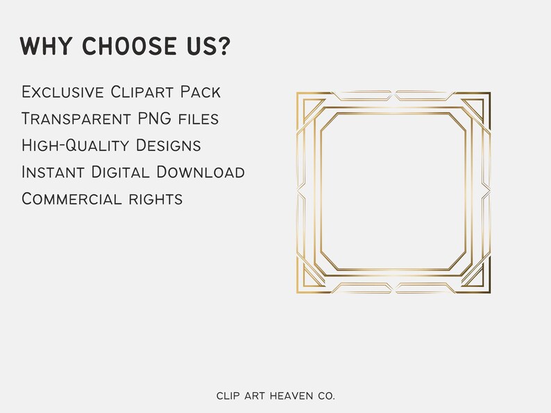 Gold Art Deco Frames Clipart: Vintage PNG (digital Download) - Etsy
