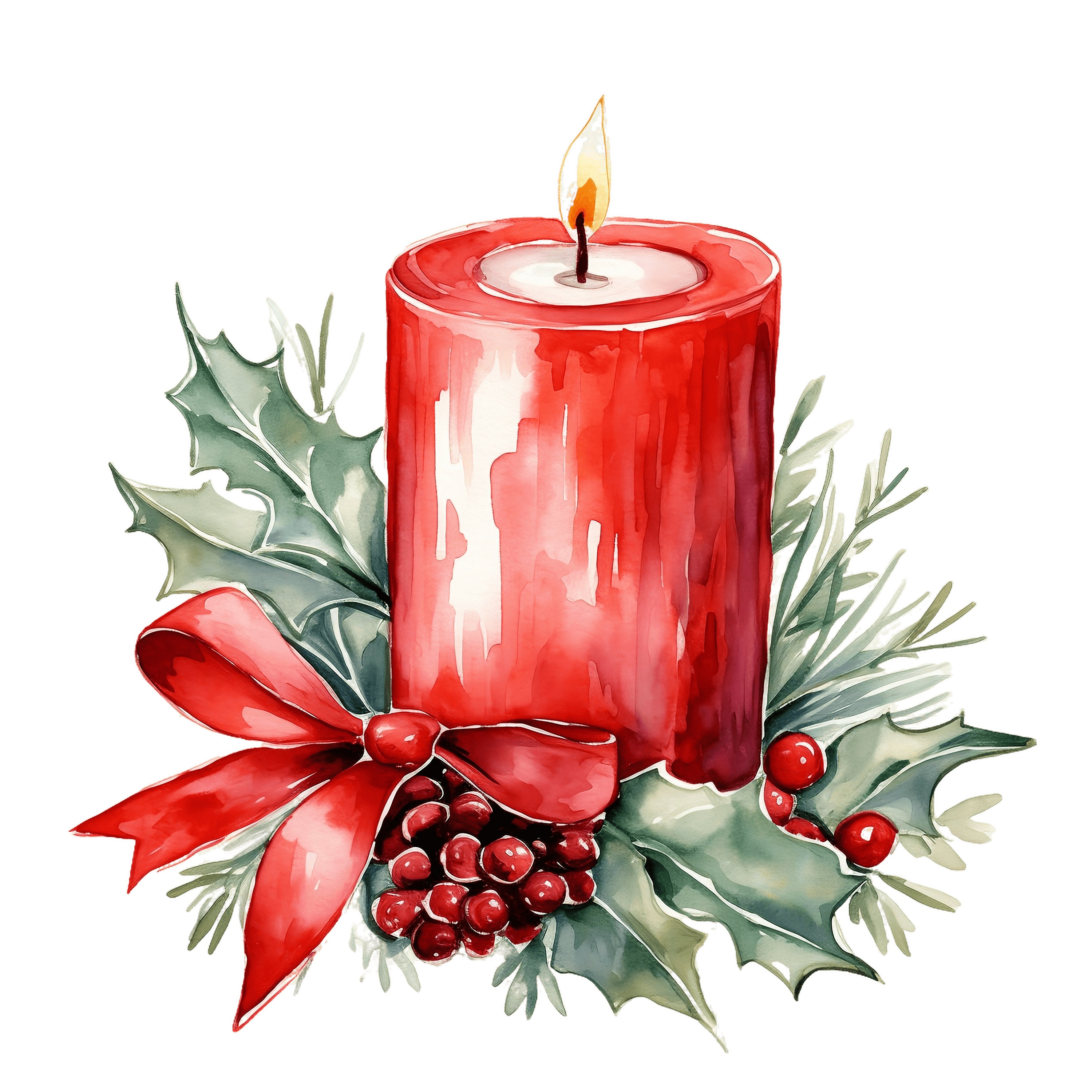 Christmas Candle Clipart, 10 JPG Red Candle Clipart, Merry Christmas ...