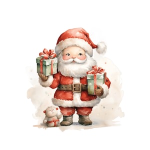 Watercolor Christmas Gifts Clipart | 10 JPG | Christmas Present Holiday Clipart Gift Boxes Clipart Christmas Decor Santa JPG