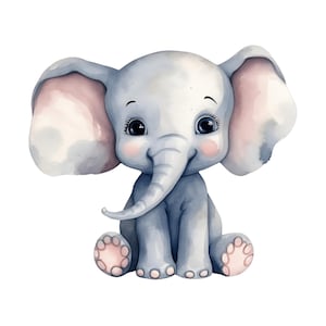 Cartoon olifant clipart, 10 JPG babyolifant, aquarel clipart, hoge kwaliteit JPG, digitale download Papercraft afdrukbare