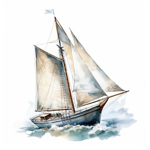 Clipart per barche a vela / 10 file JPG di alta qualità / Arte marina, Marinaio, Oceano, Mare / Creazione di carte, Download digitale, Scrapbooking