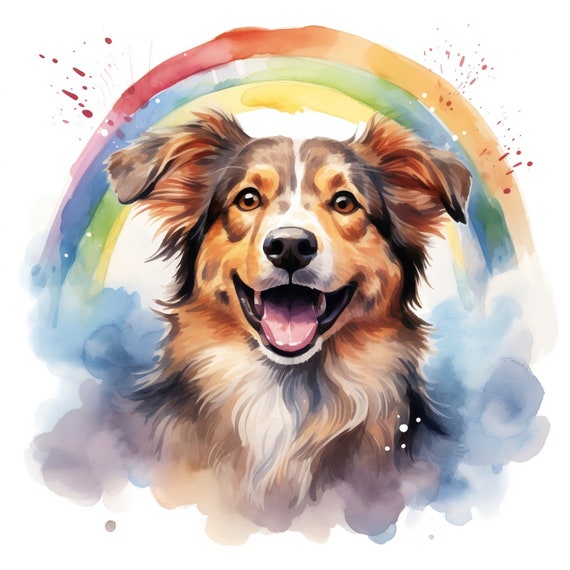 犬の天国の水彩画のクリップアート、10 JPG 天国の階段のペットロスの