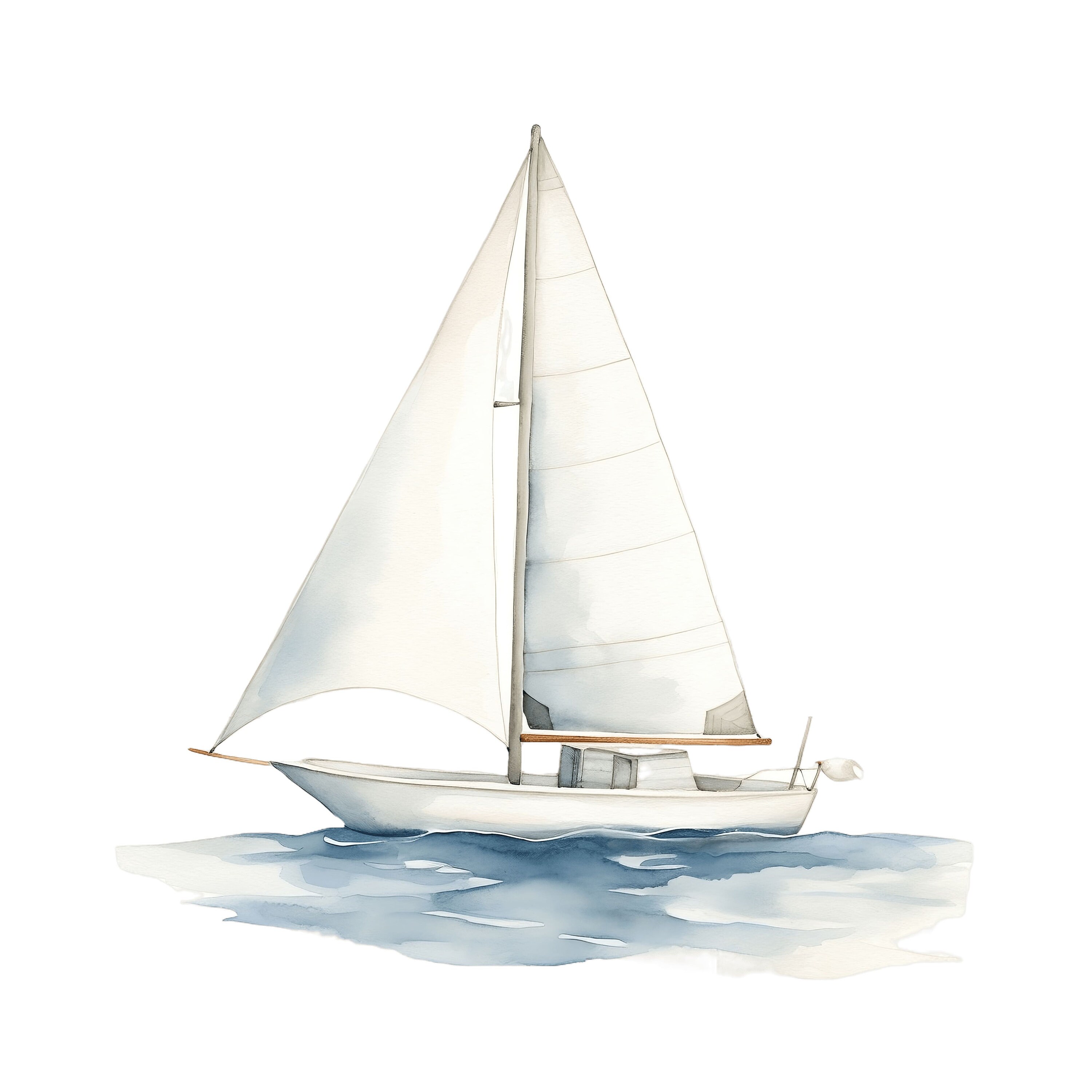 水彩画のボートのクリップアート：船舶のイラスト（JPG デジタル