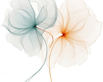 Abstract Watercolor Flower Clipart: Boho Floral PNG (Digital Download)